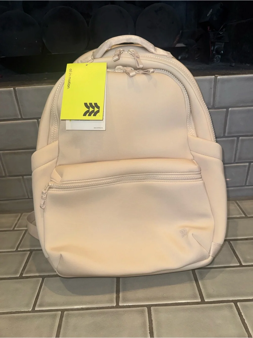 All in Motion 14L Faux Neoprene Backpack - Tan: Water-Resistant Knit - NWT